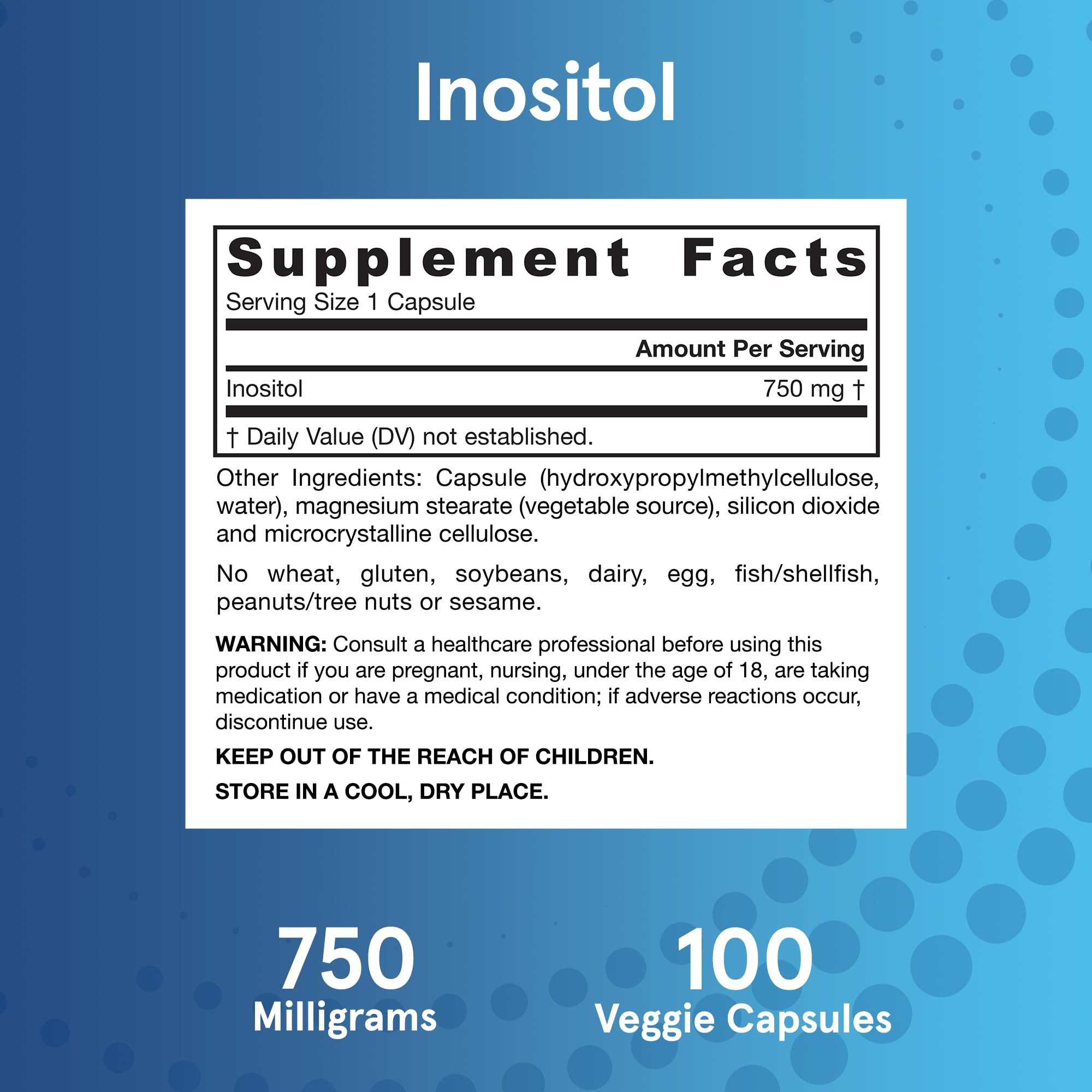 Jarrow Formulas Inositol capsules held in hand for portability
