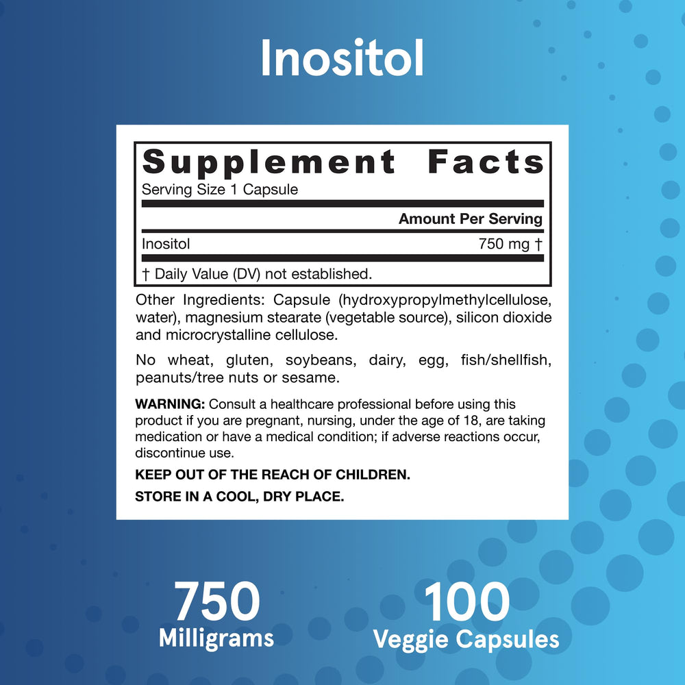 Jarrow Formulas Inositol capsules held in hand for portability