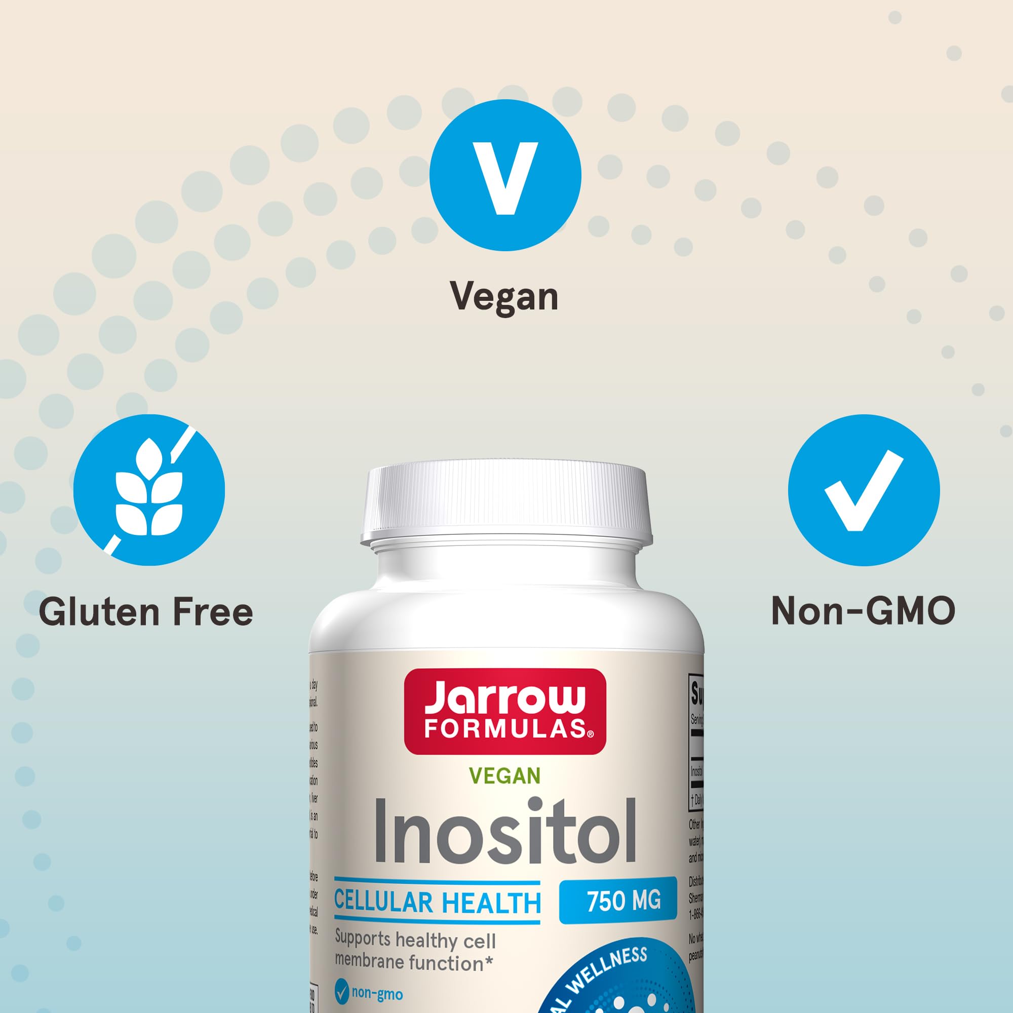 Serving size card for Jarrow Formulas Inositol 750 mg capsule