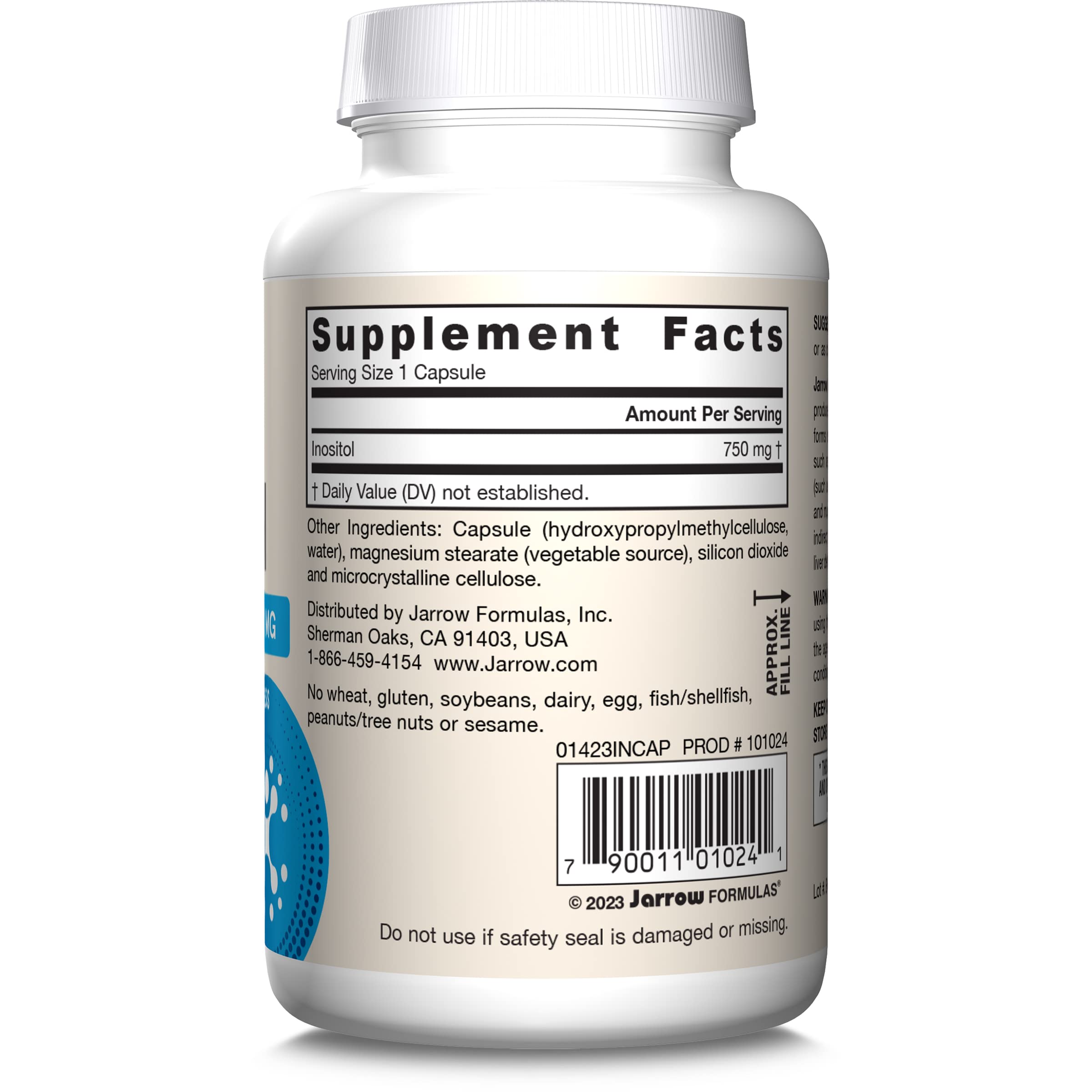 Travel friendly packaging for Jarrow Formulas Inositol supplement