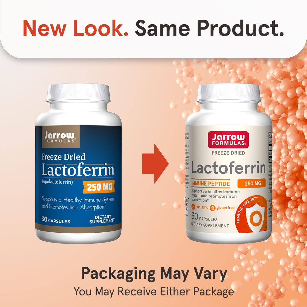 Lactoferrin capsules close-up from Jarrow Formulas for easy daily dosing.