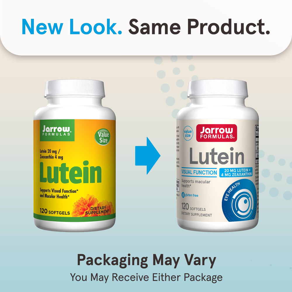 Close-up of Jarrow Formulas Lutein softgels emphasizing eye health benefits.