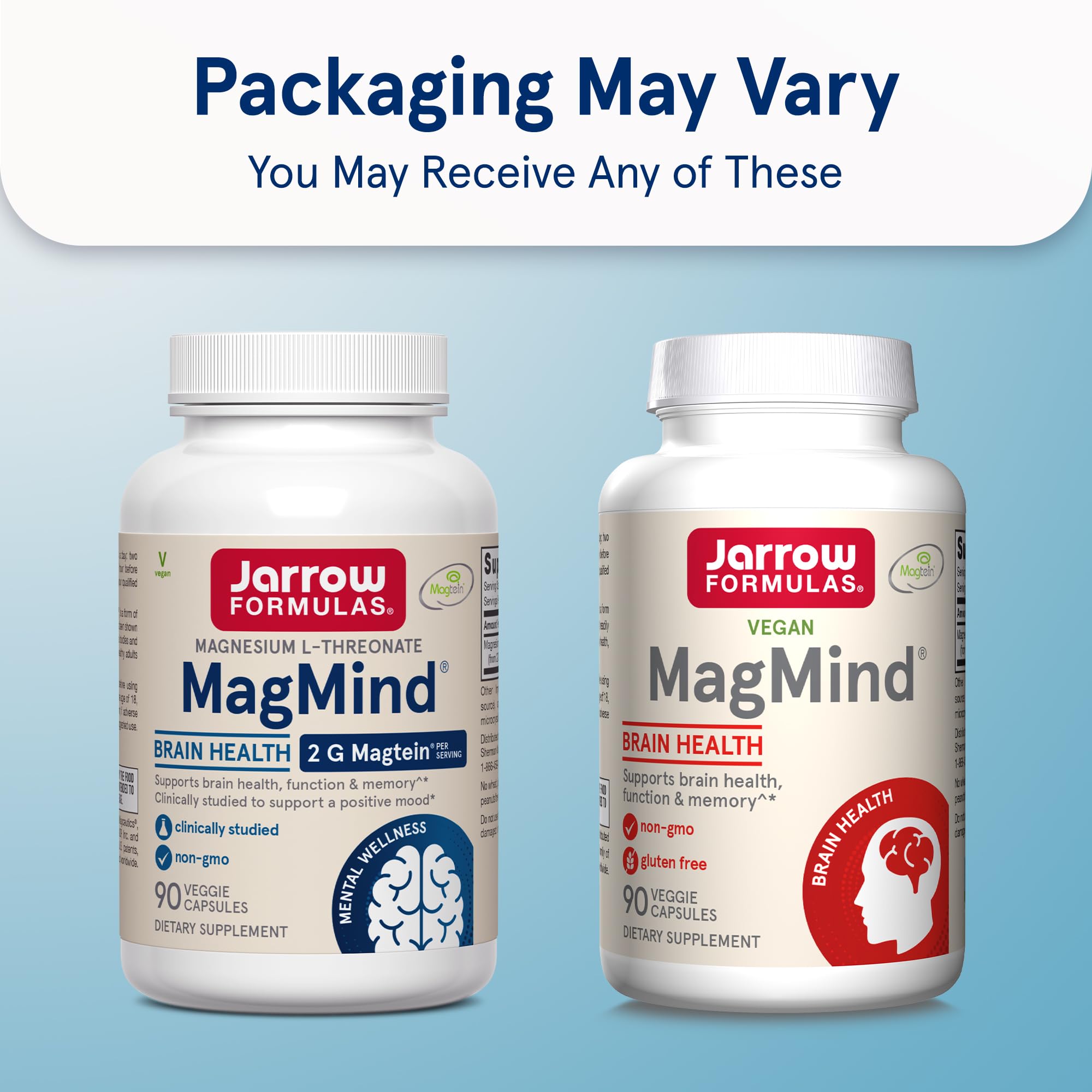 Jarrow Formulas MagMind 90-capsule packaging on display.