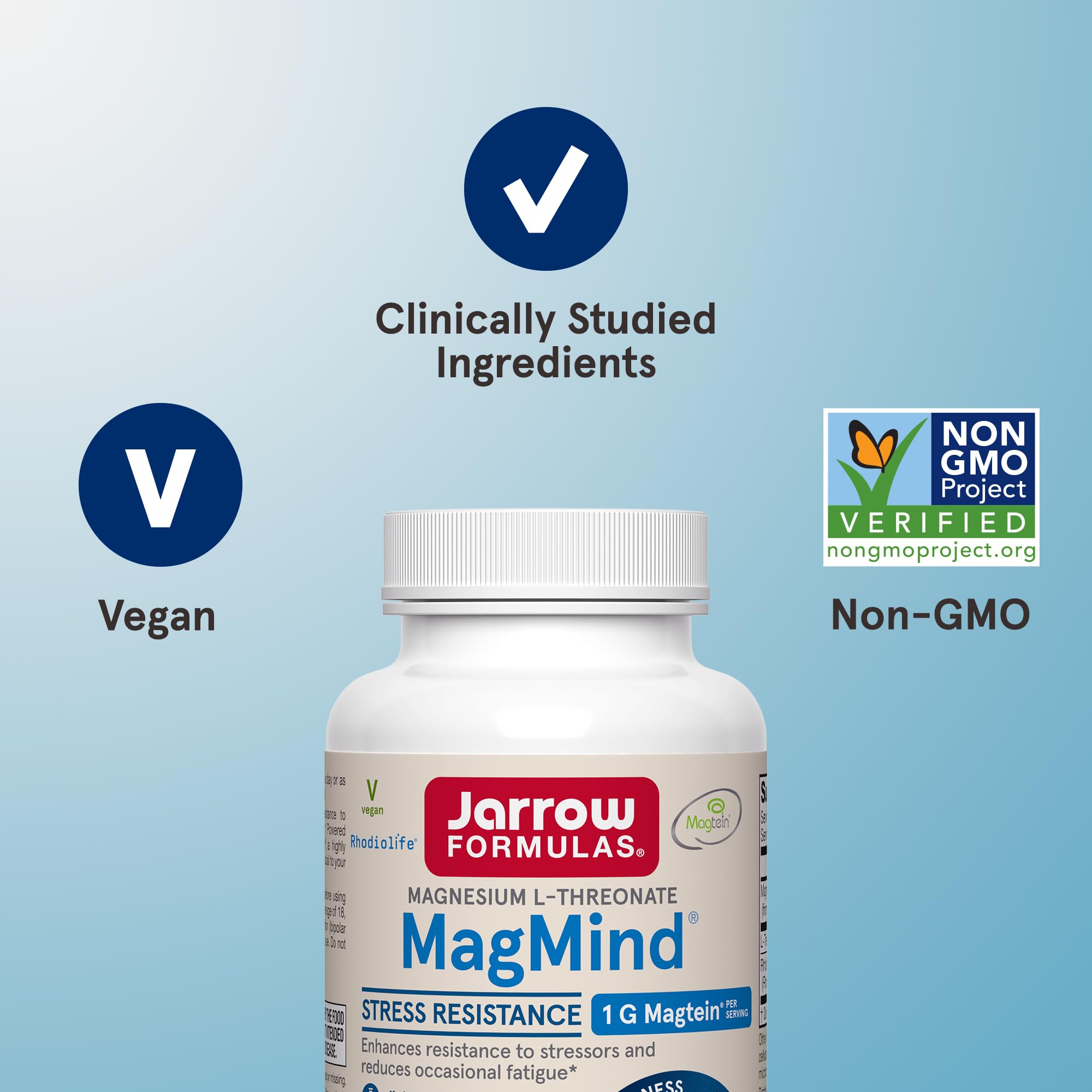 Dosing directions shown on MagMind bottle for easy use.