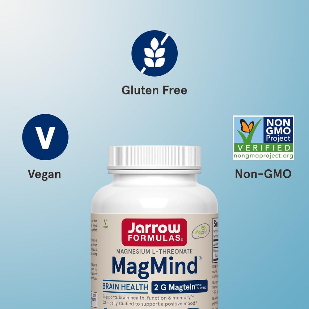 Allergen-free label on MagMind bottle for gluten-free and dairy-free options