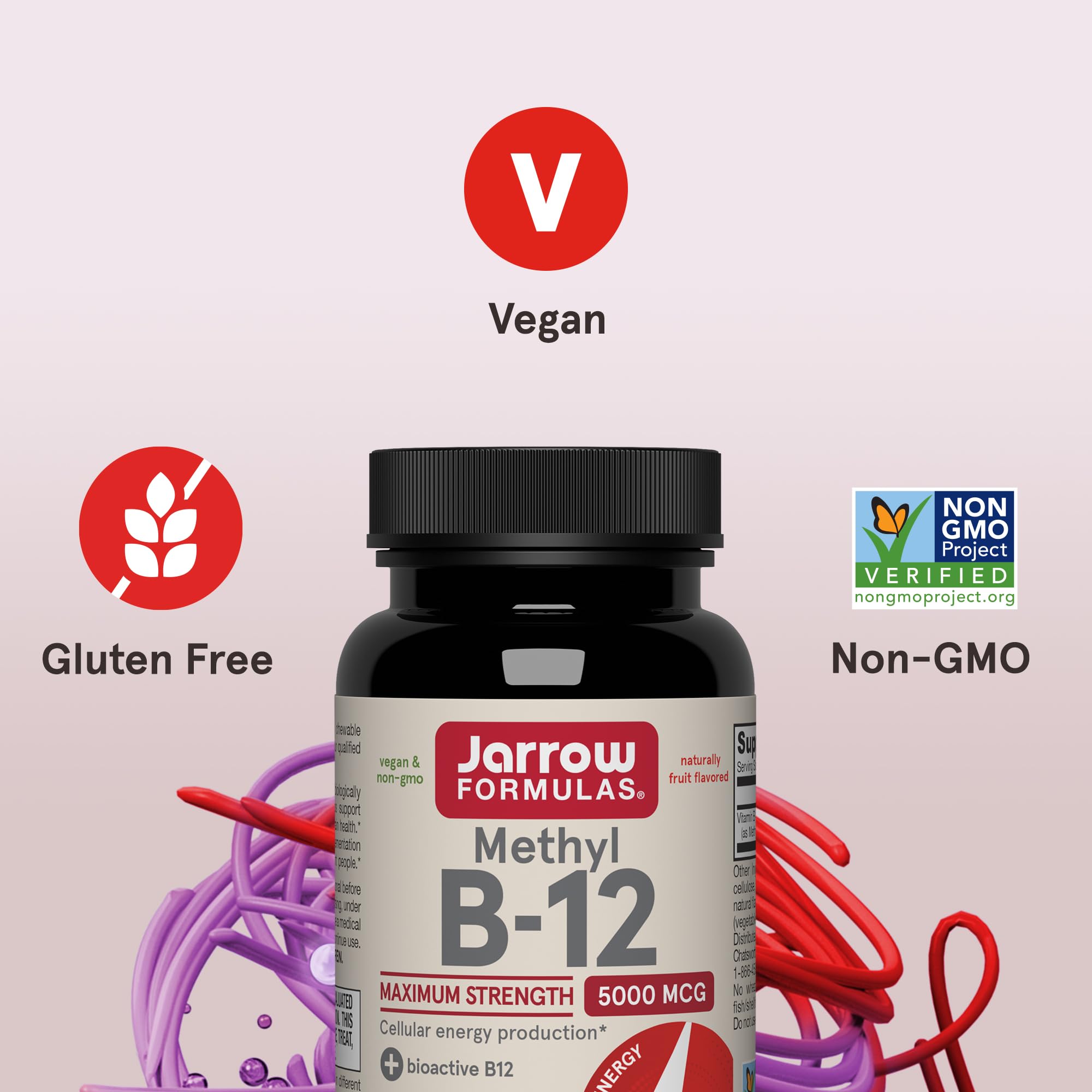 Cherry-flavored Methyl B12 chewables designed for easy daily use
