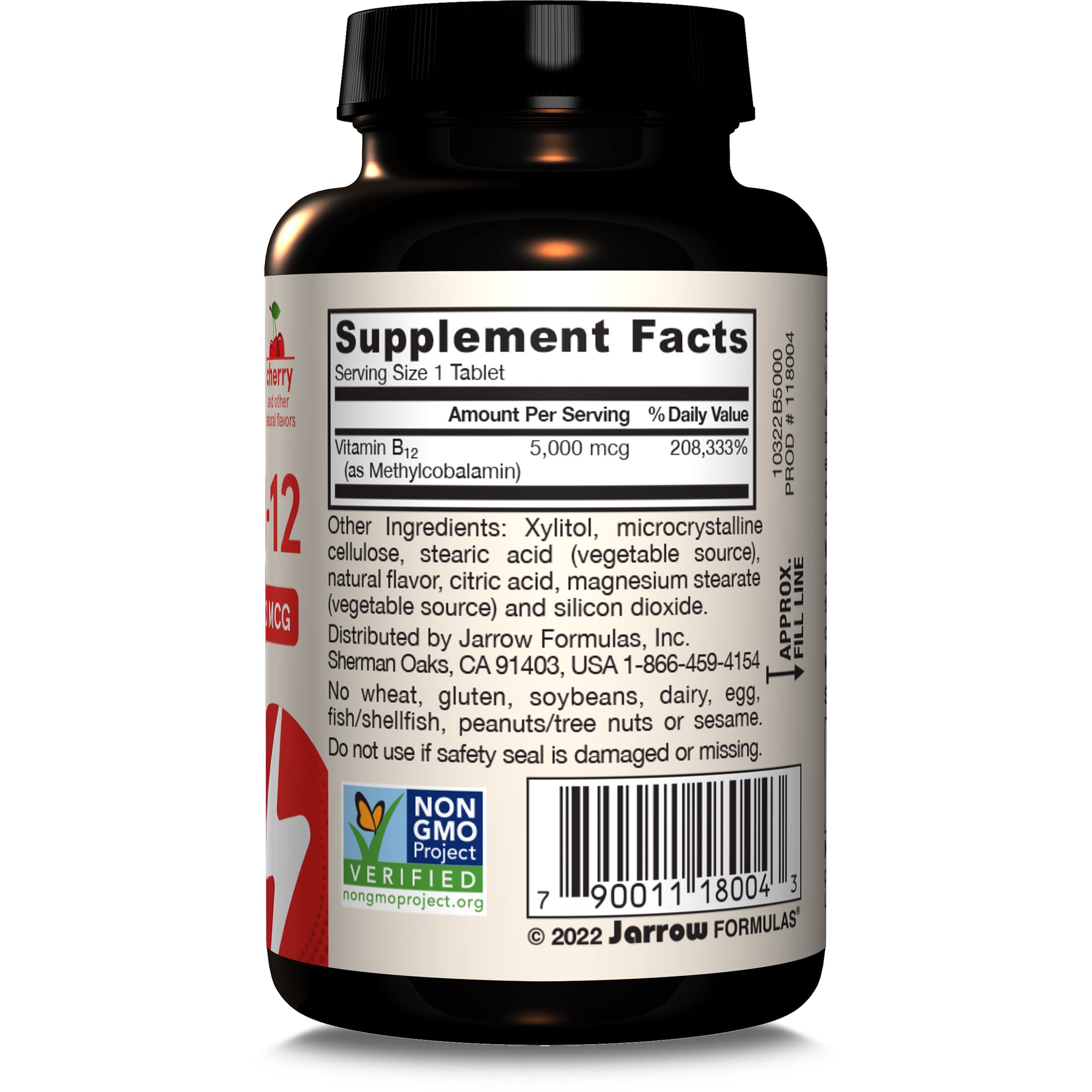Front design of the bottle communicates premium B12 formulation