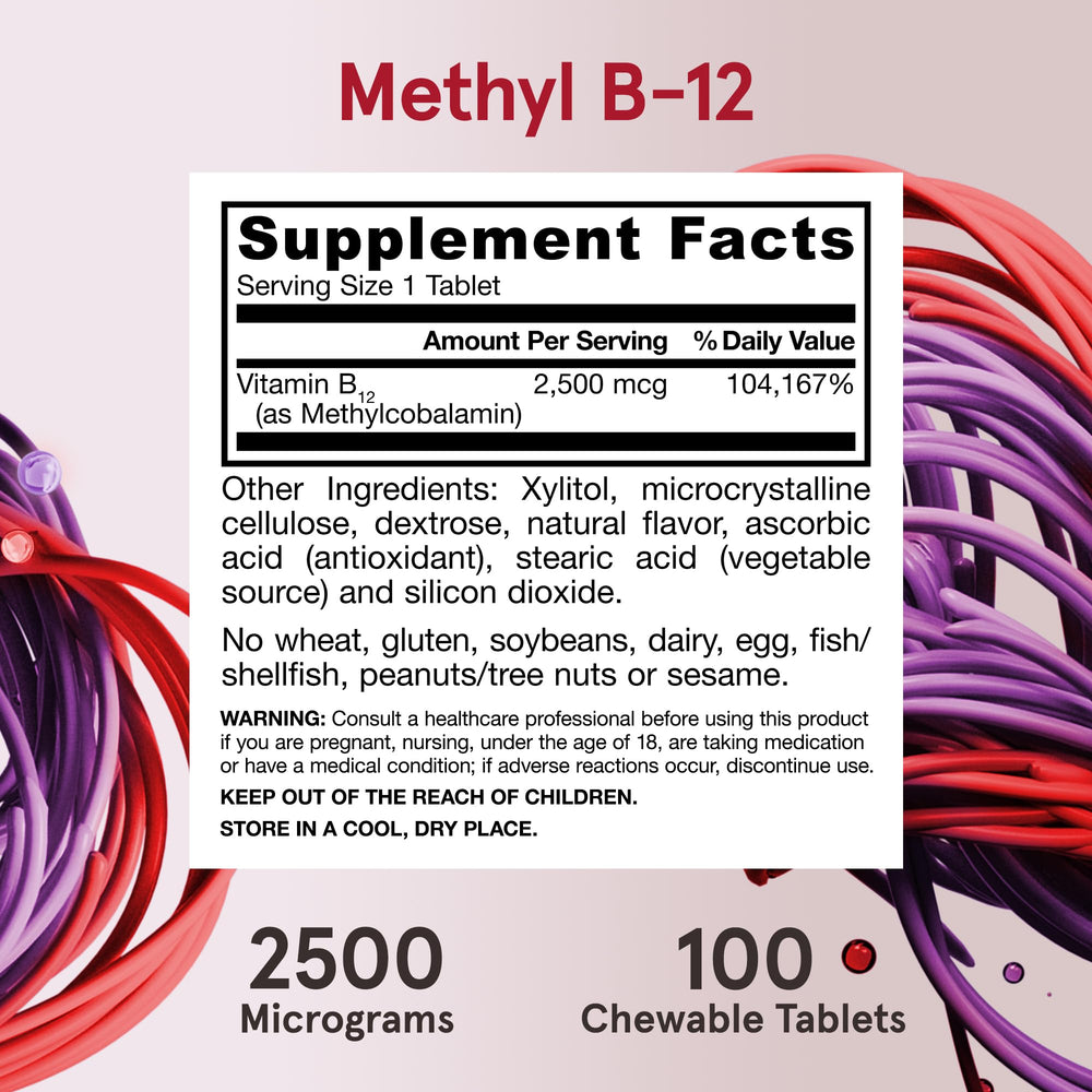 Vegan and gluten-free Jarrow Formulas Methyl B-12 label.