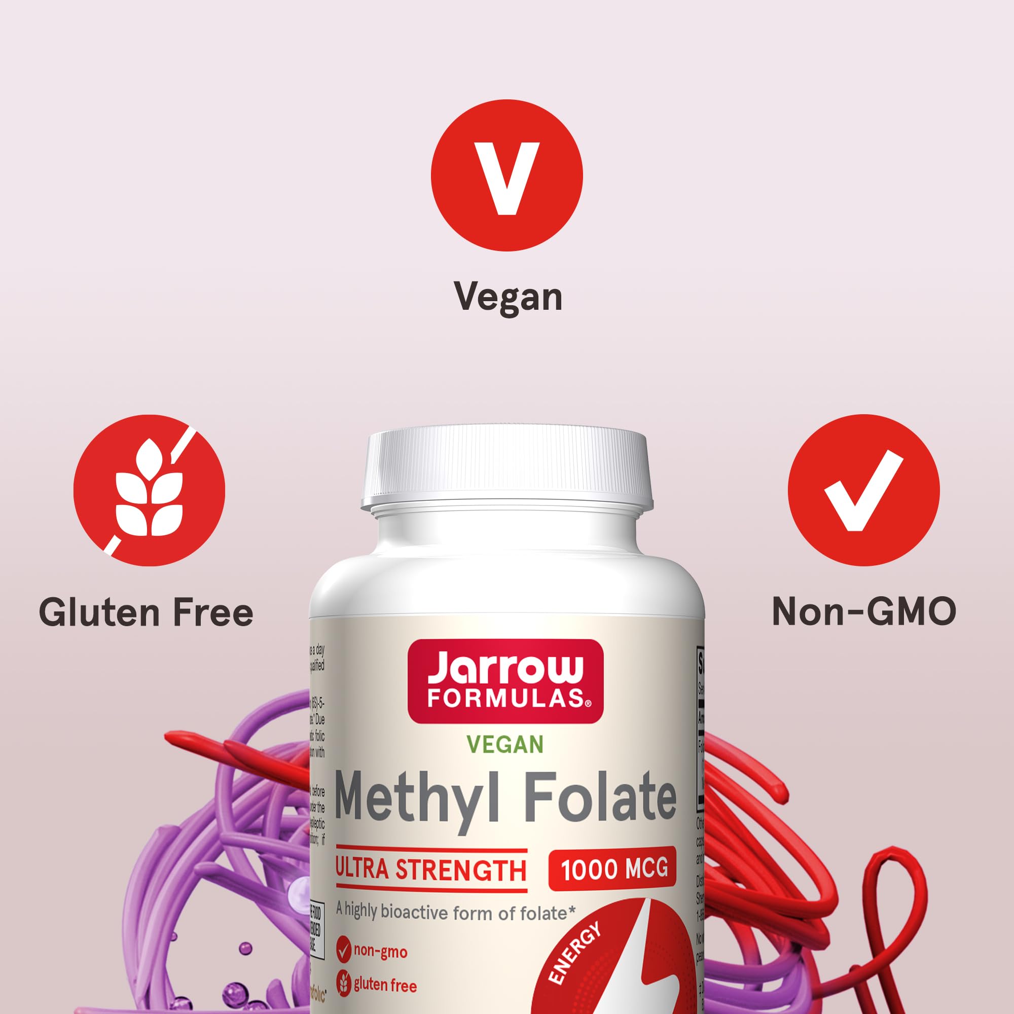 Jarrow Formulas Methyl Folate 1000 mcg per serving emphasized on label
