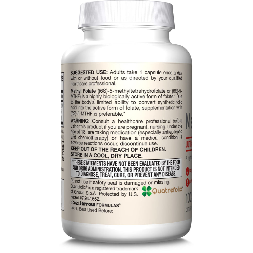 Jarrow Formulas Methyl Folate bottle showing 100-count