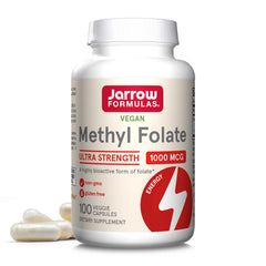 Jarrow Formulas Methyl Folate bottle front showing 1000 mcg per serving for cellular energy support