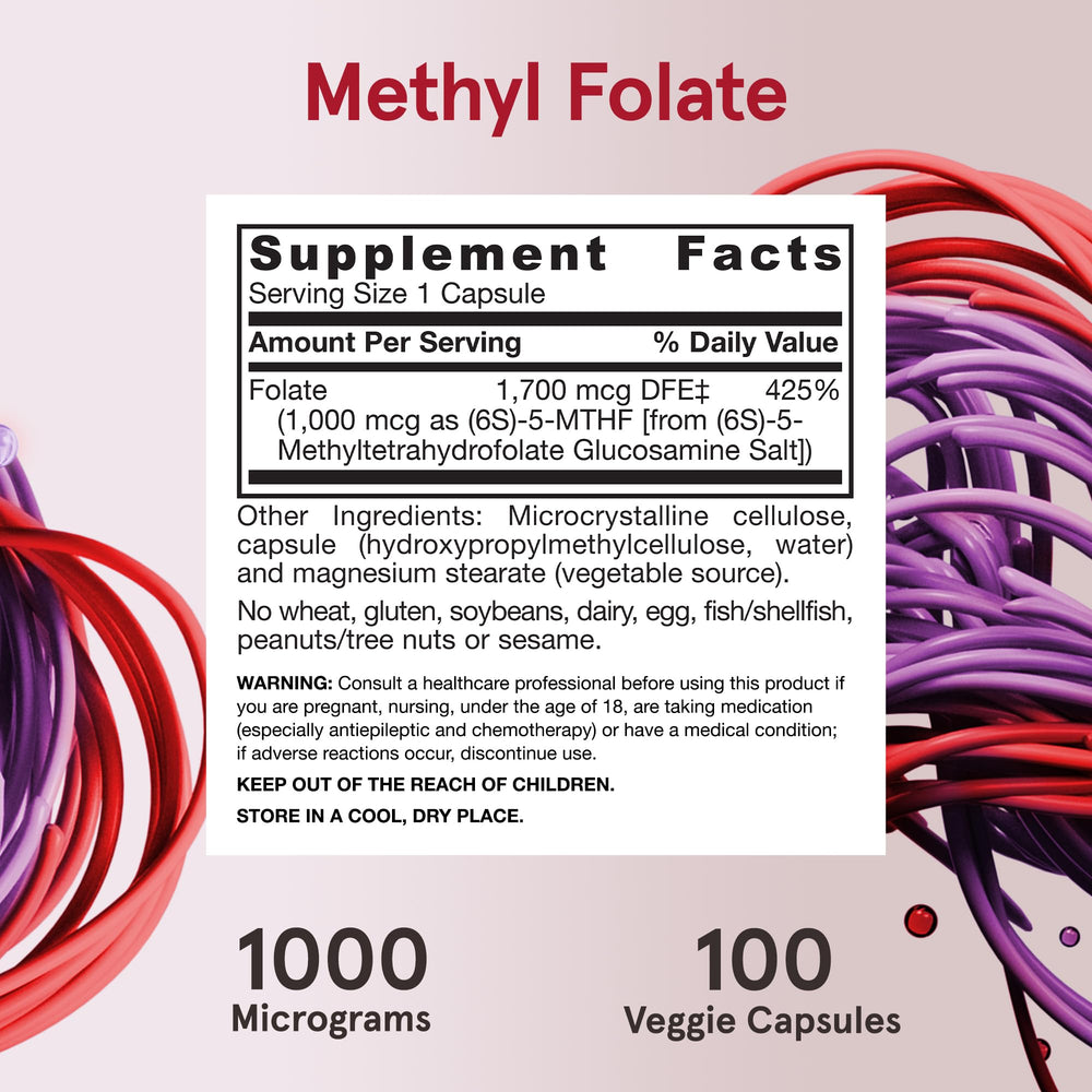 Jarrow Formulas Methyl Folate gluten-free label on packaging