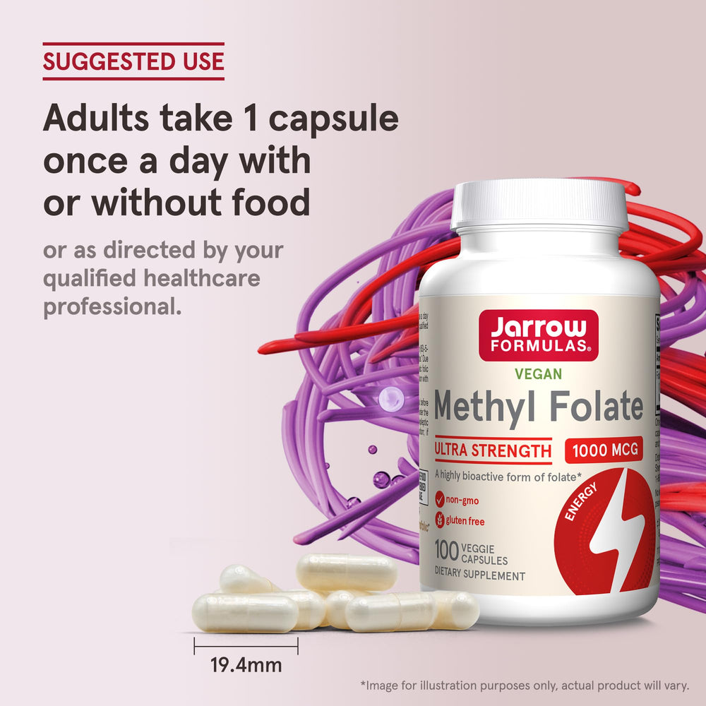 Jarrow Formulas Methyl Folate non-GMO badge on bottle