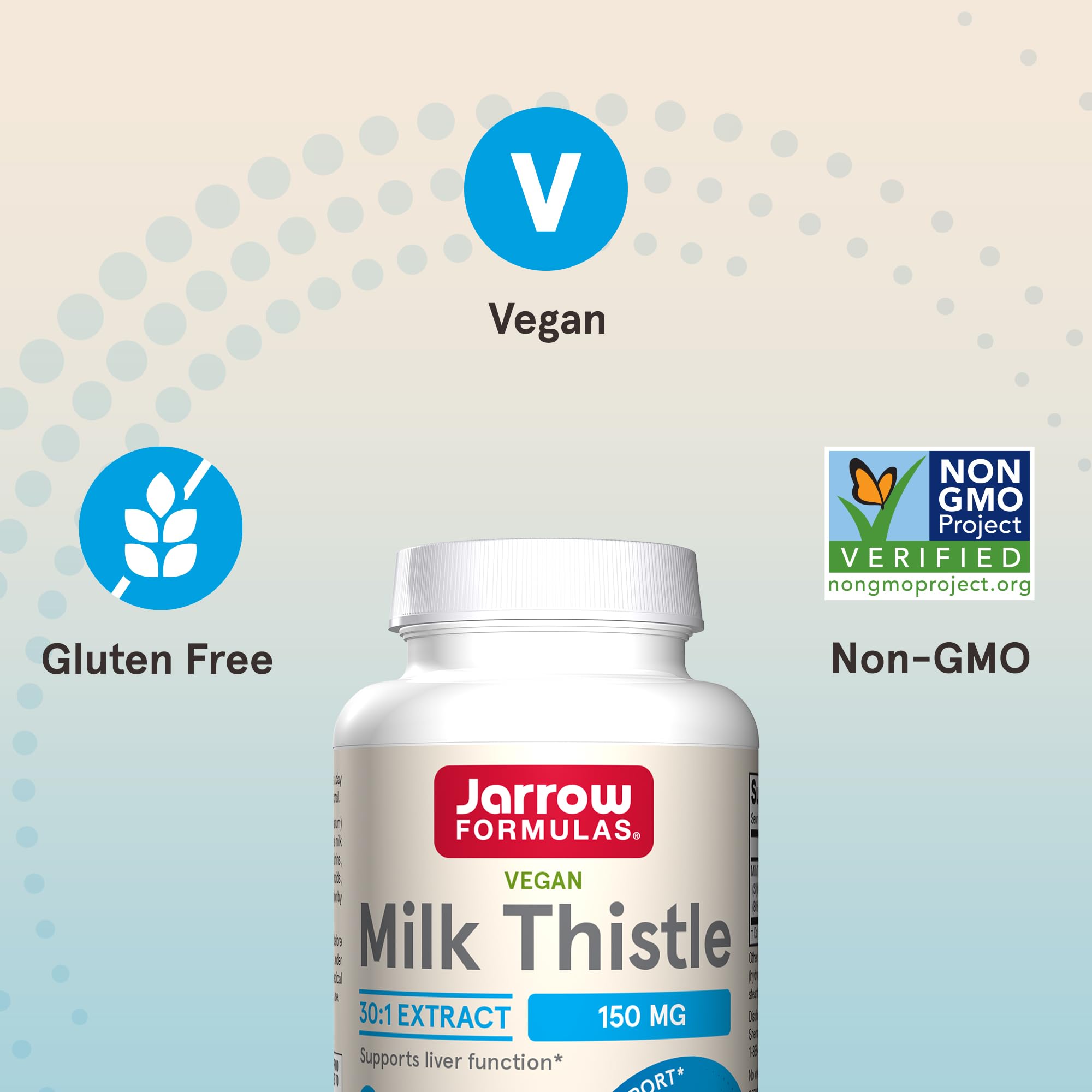 Jarrow Formulas Milk Thistle bottle with glass representing daily liver support habit.