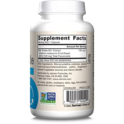 Jarrow Formulas Milk Thistle bottle and capsules illustrate glutathione support.