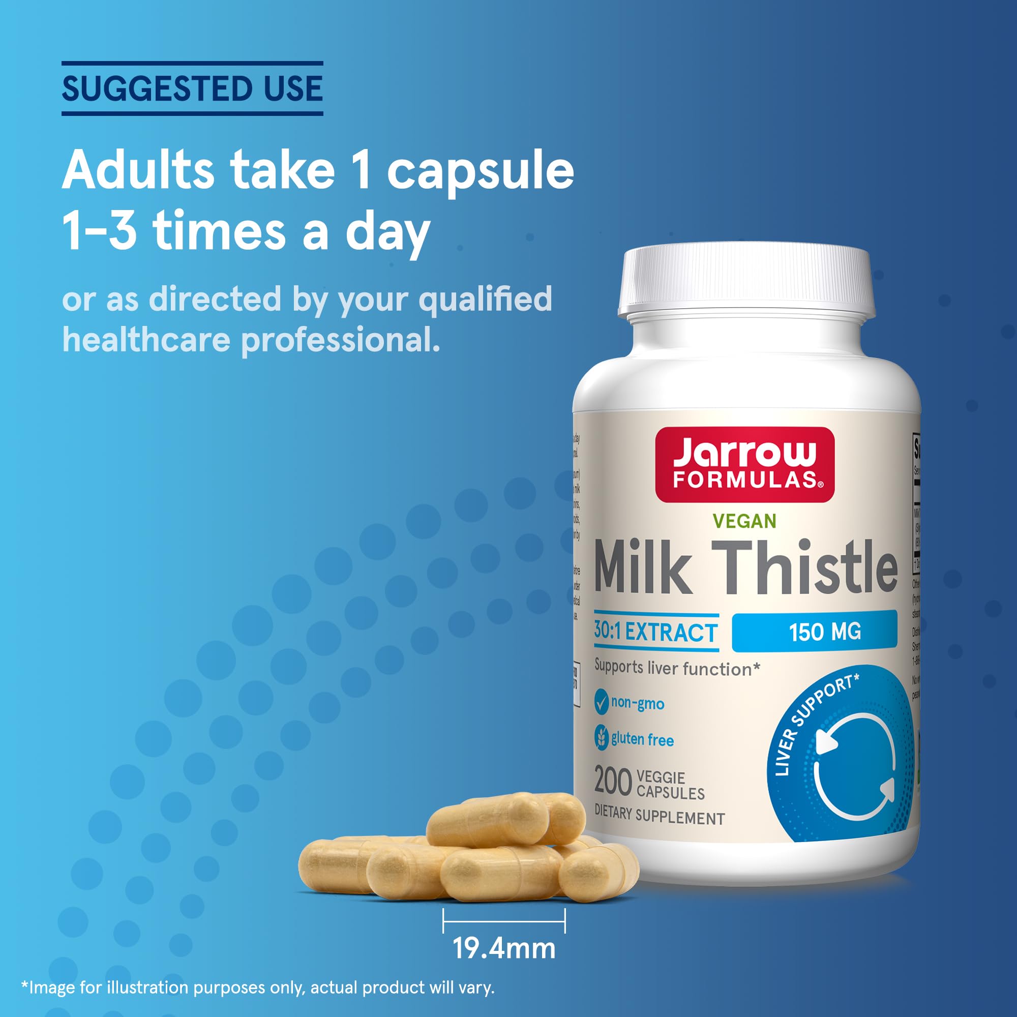 Jarrow Formulas Milk Thistle supplement details highlight non-GMO ingredients.