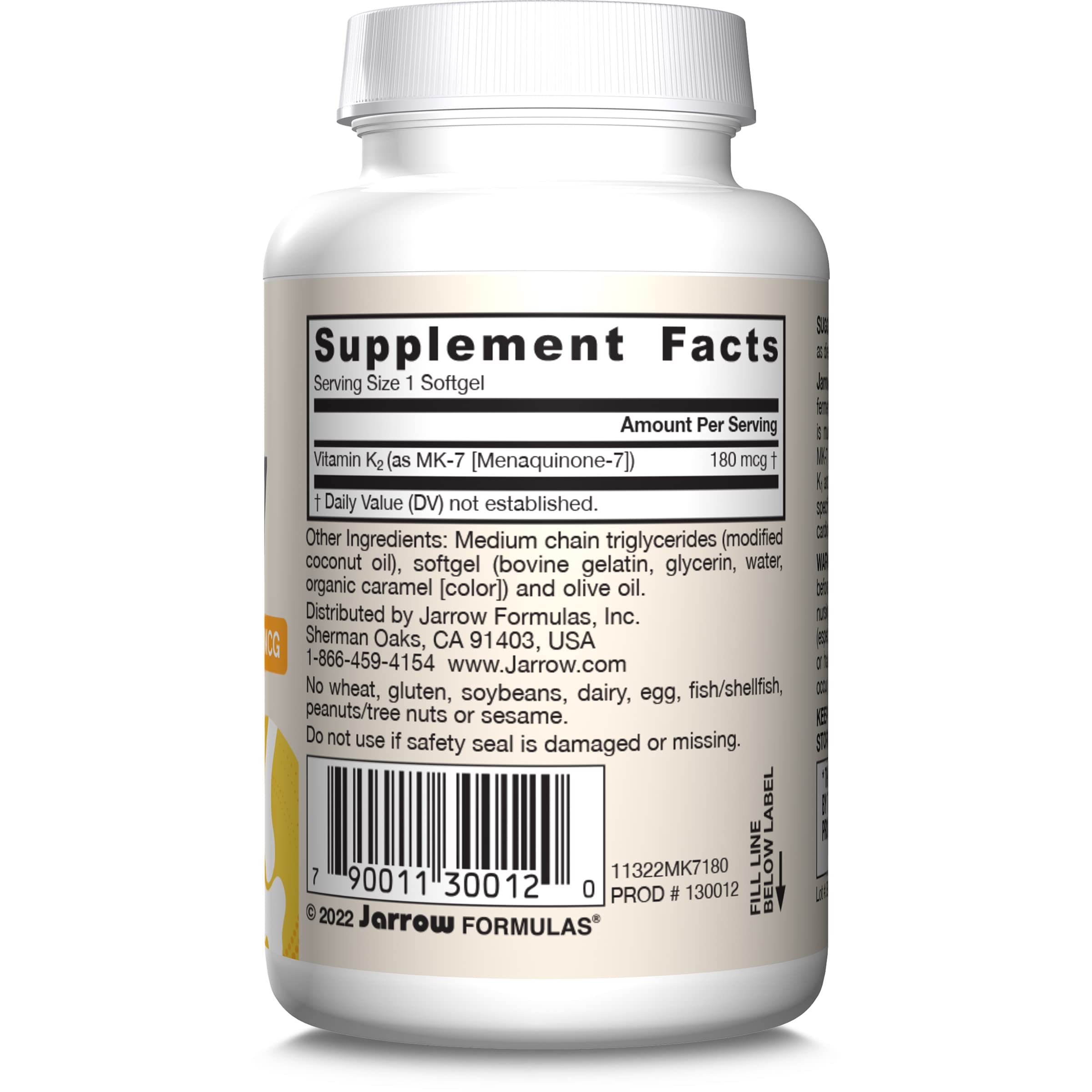 Jarrow Formulas MK-7 bottle on a shelf in a wellness setting