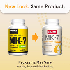 Jarrow Formulas MK-7 softgel label closeup with 90 mcg per capsule