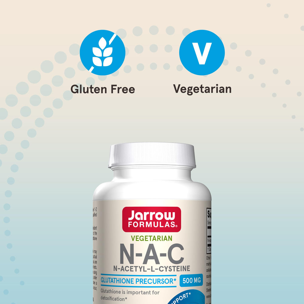 Front view of Jarrow NAC 500 mg packaging