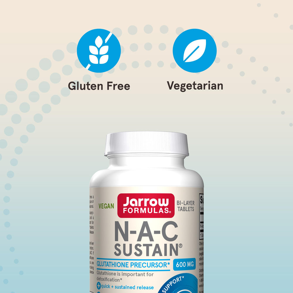 Jarrow Formulas NAC Sustain 600 mg tablets ready for daily use