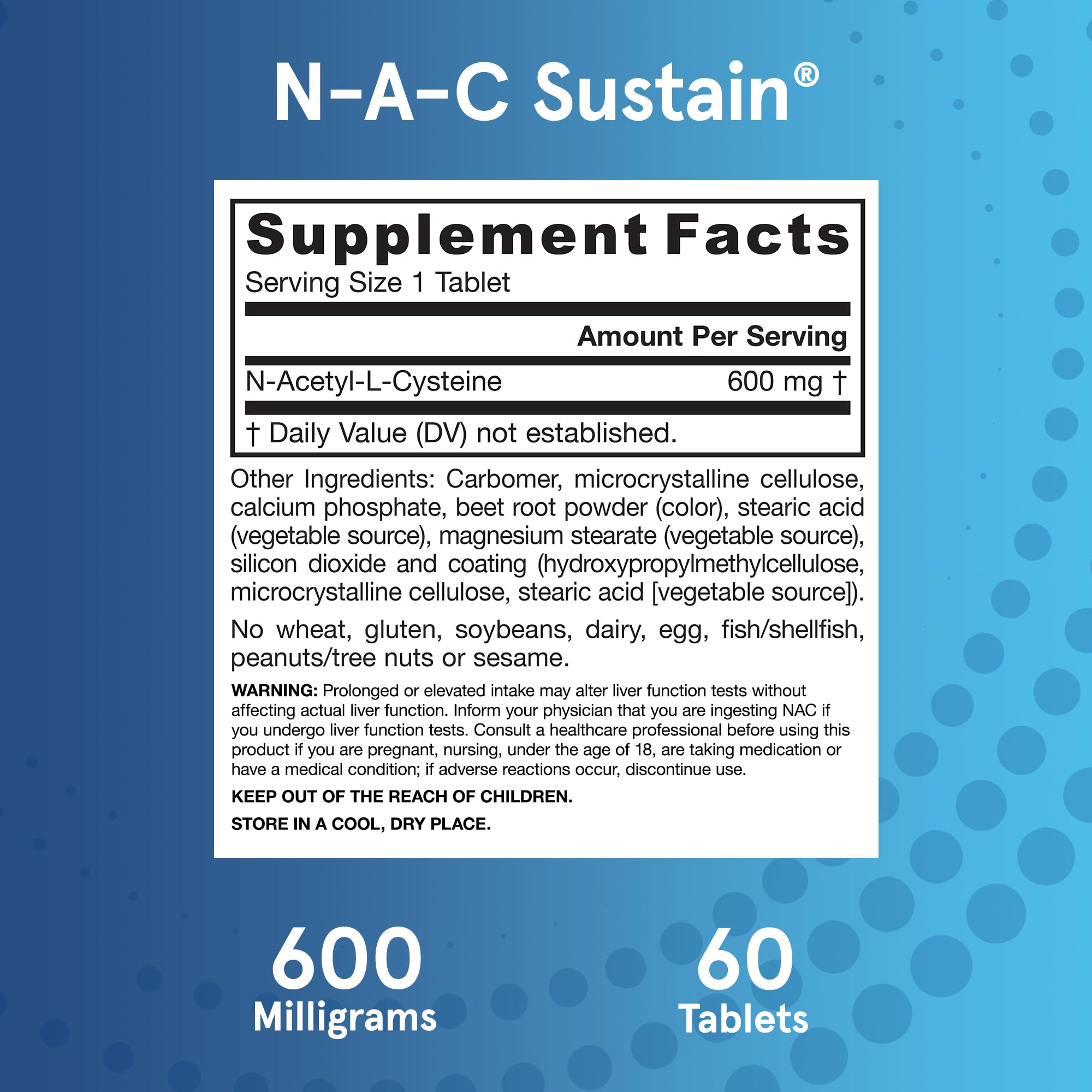 Jarrow Formulas NAC Sustain bottle with glass of water for easy dosing