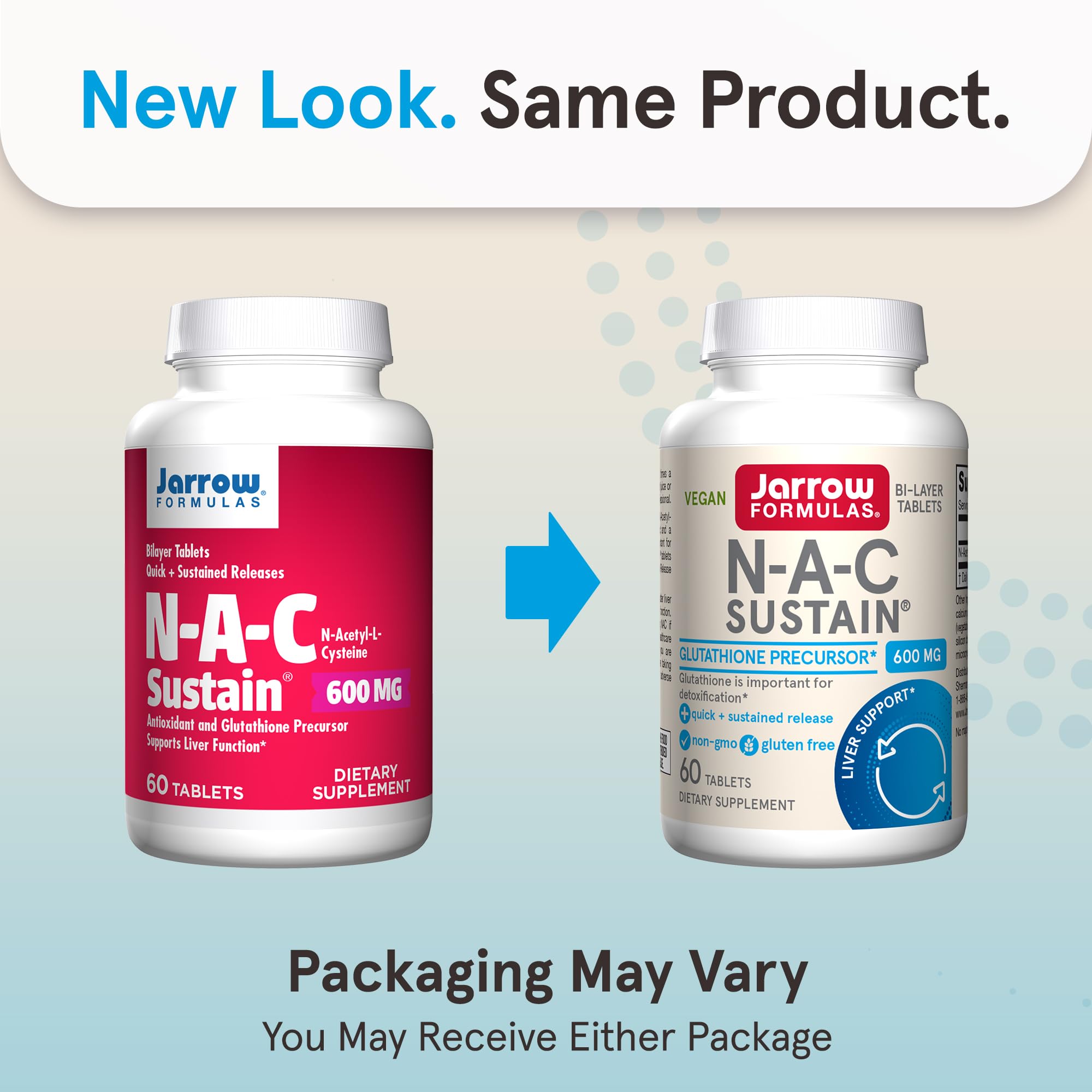 NAC Sustain tablets close-up showing uniform capsules supporting antioxidant defense