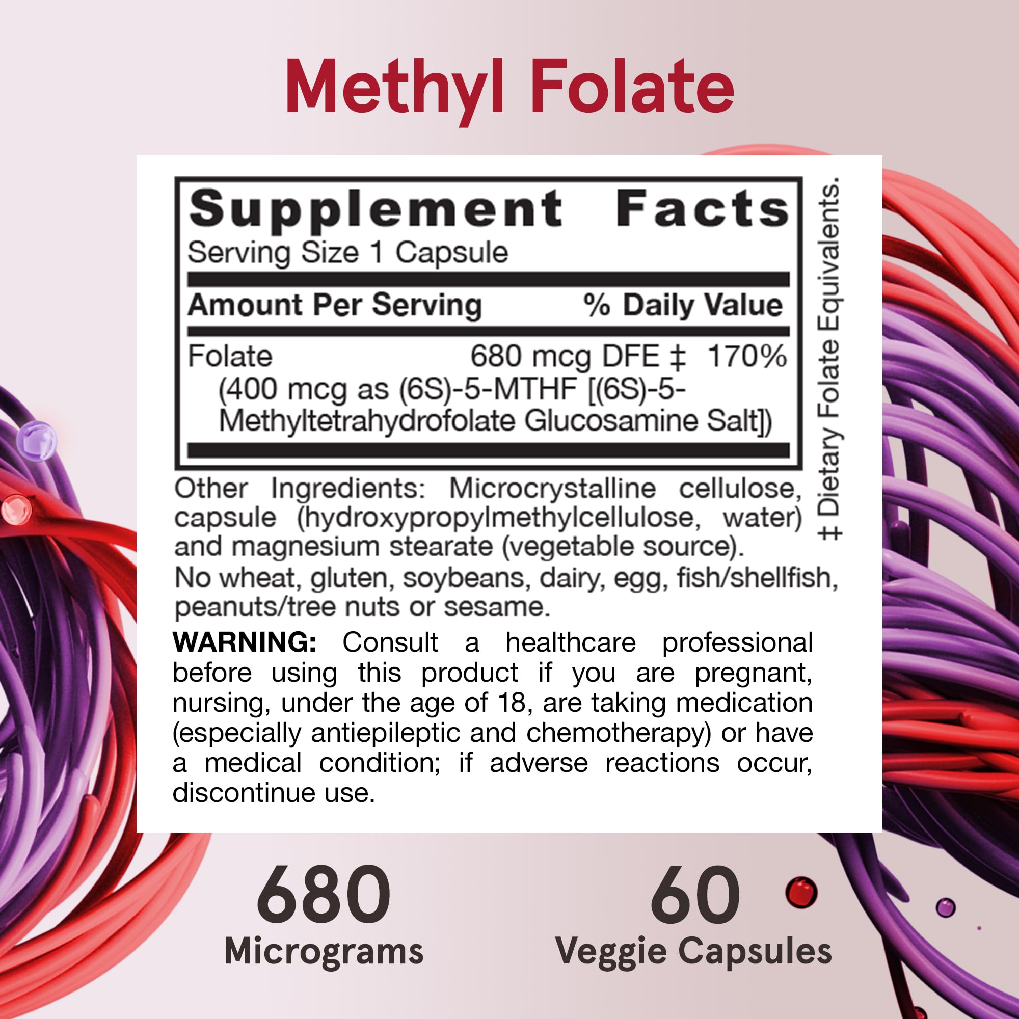 Product packaging artwork shows vegan and non-GMO certifications.