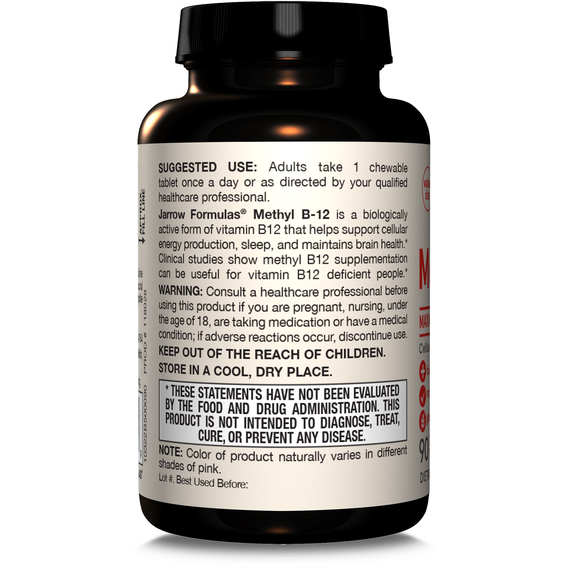 Jarrow Formulas scientifically formulated B12 supplement for reliable intake.