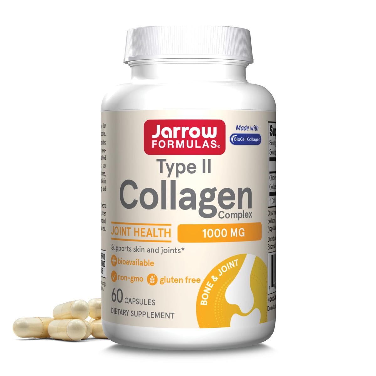 Jarrow Formulas Type II Collagen bottle on shelf promoting joint and skin support.