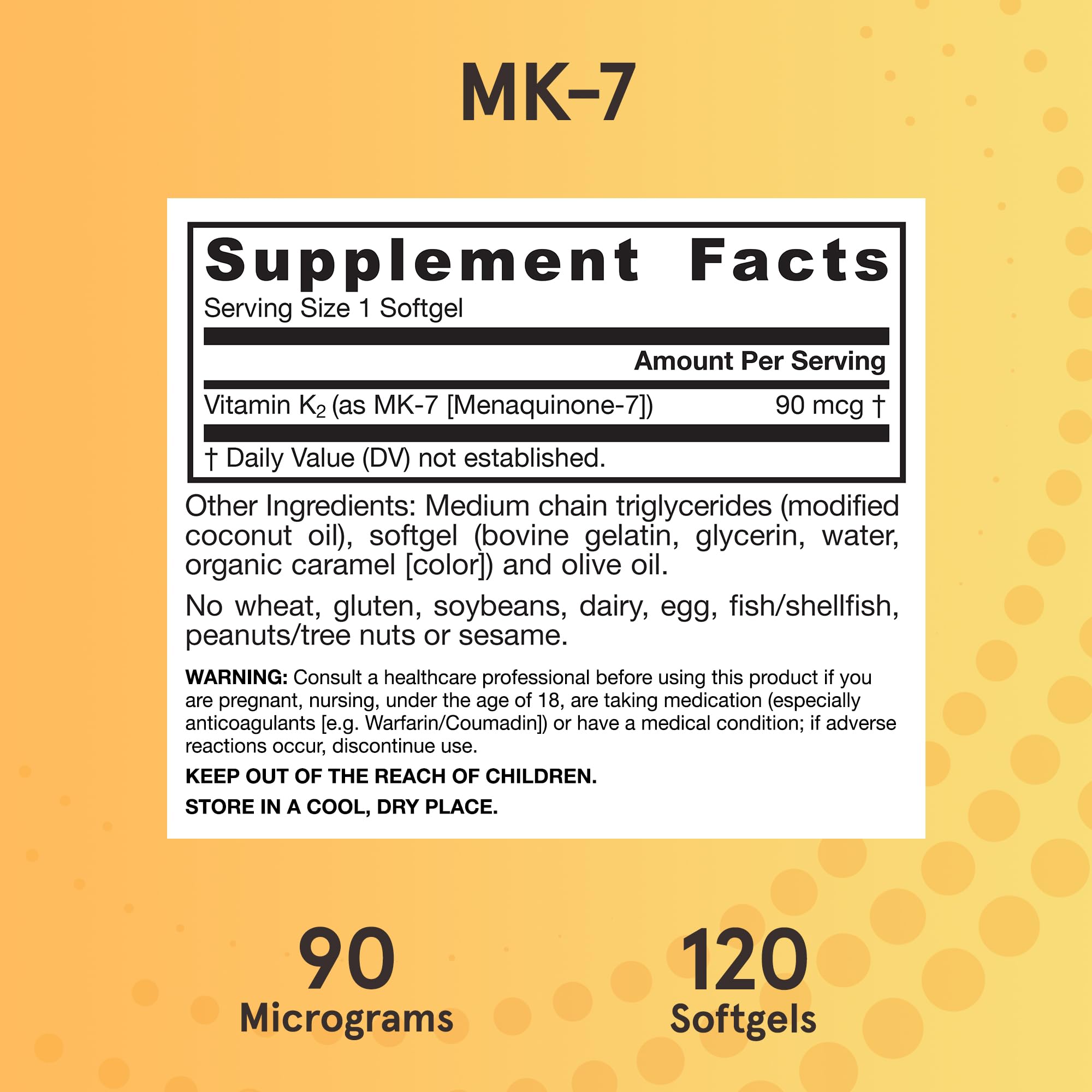 Bottle with 120 servings of MK-7 softgels
