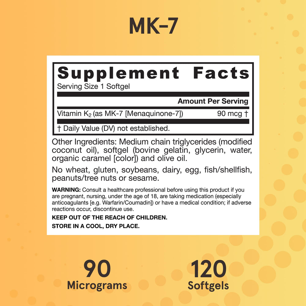 Bottle with 120 servings of MK-7 softgels