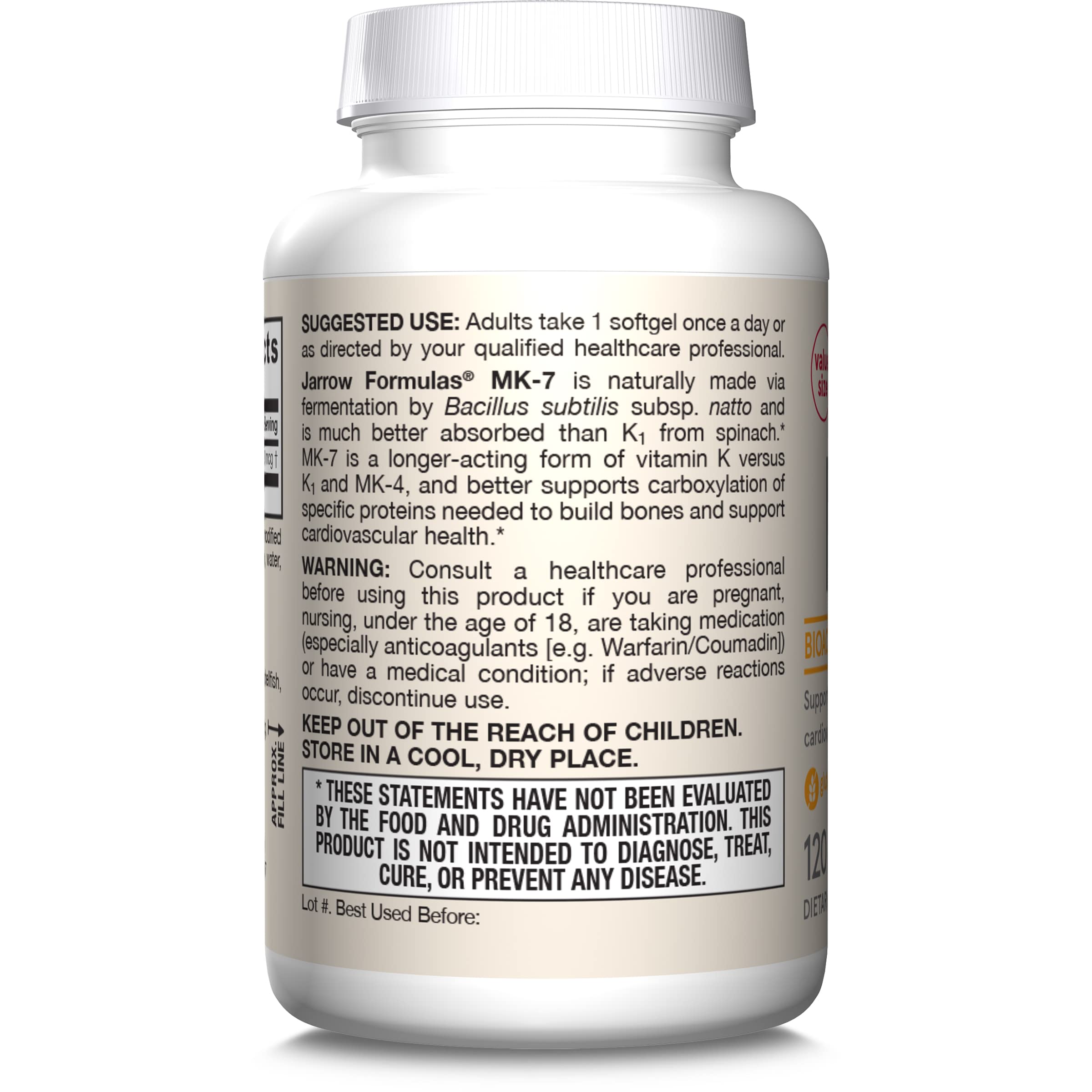 Natto-fermented vitamin K2 softgels by Jarrow Formulas