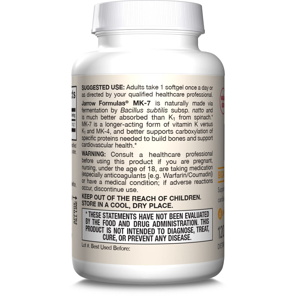 Natto-fermented vitamin K2 softgels by Jarrow Formulas