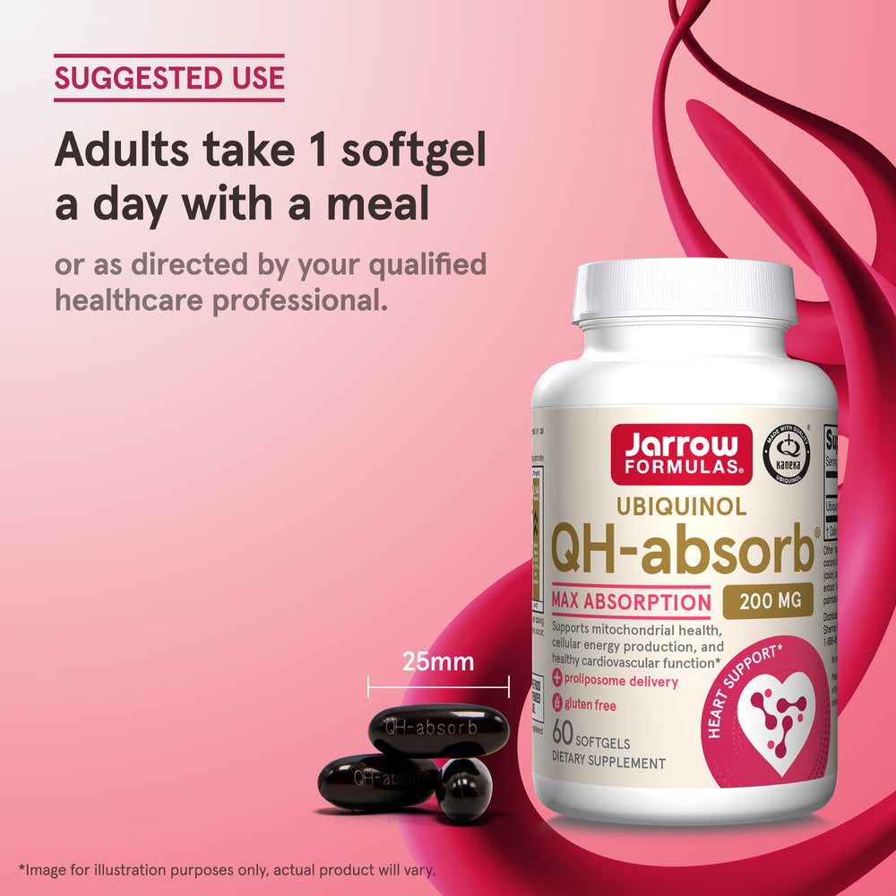 Jarrow QH-absorb mitochondrial-energy graphic illustrates energy support potential