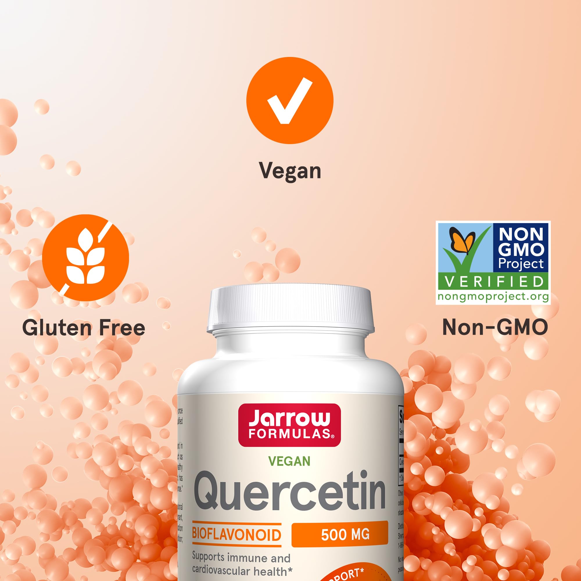 Jarrow Quercetin bottle on a clean desk highlighting packaging