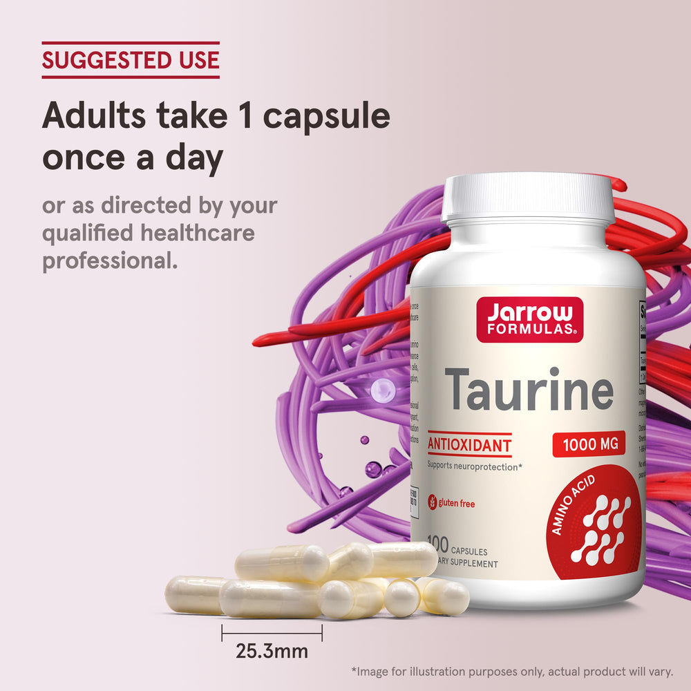 Jarrow Taurine capsule close-up for daily brain health