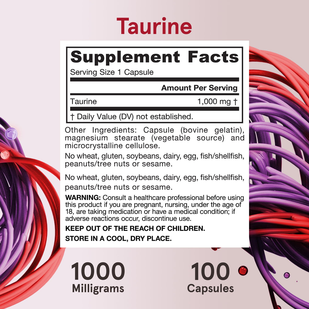 Jarrow Taurine dosage scene showing one capsule per day usage