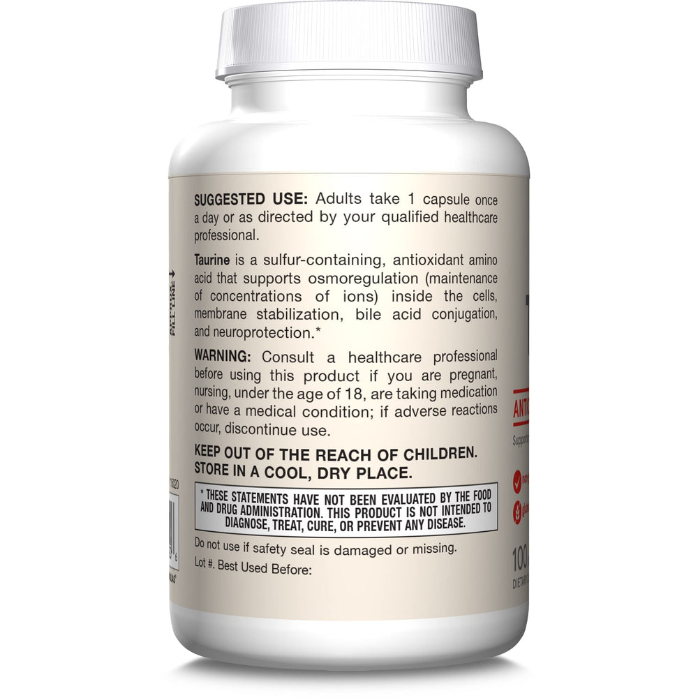 Jarrow Taurine science-backed formula icon on label