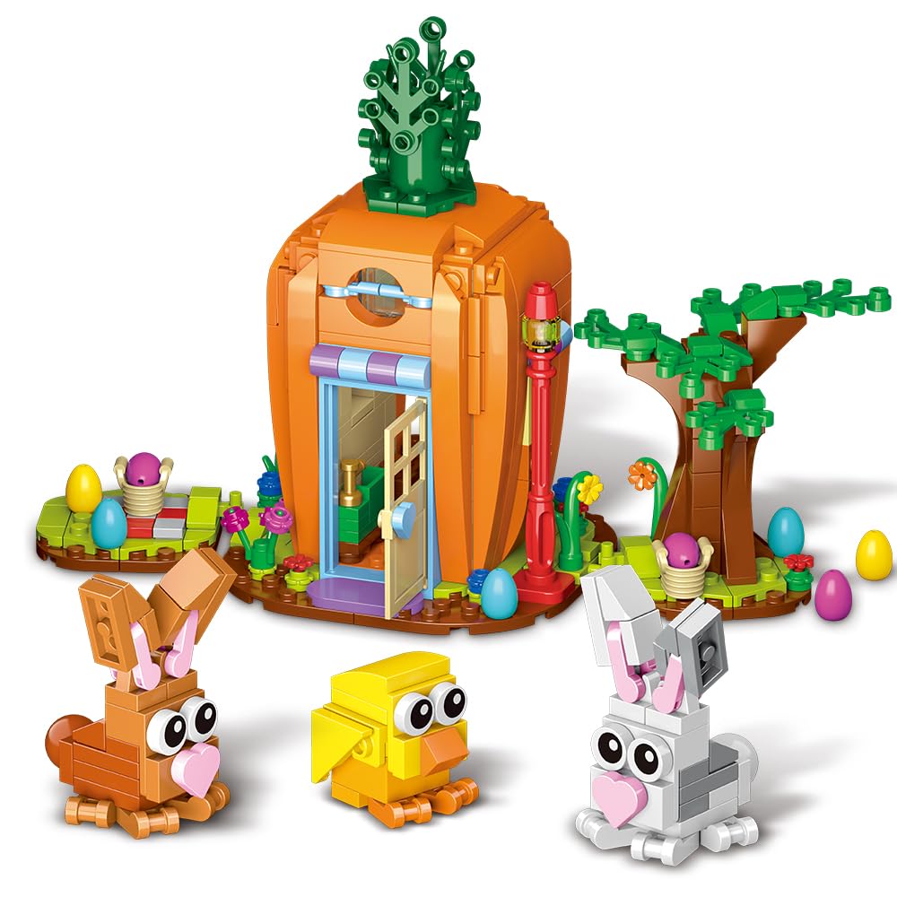 Jarsant Easter bunny carrot house set shows playful scene for imaginative kids' fun
