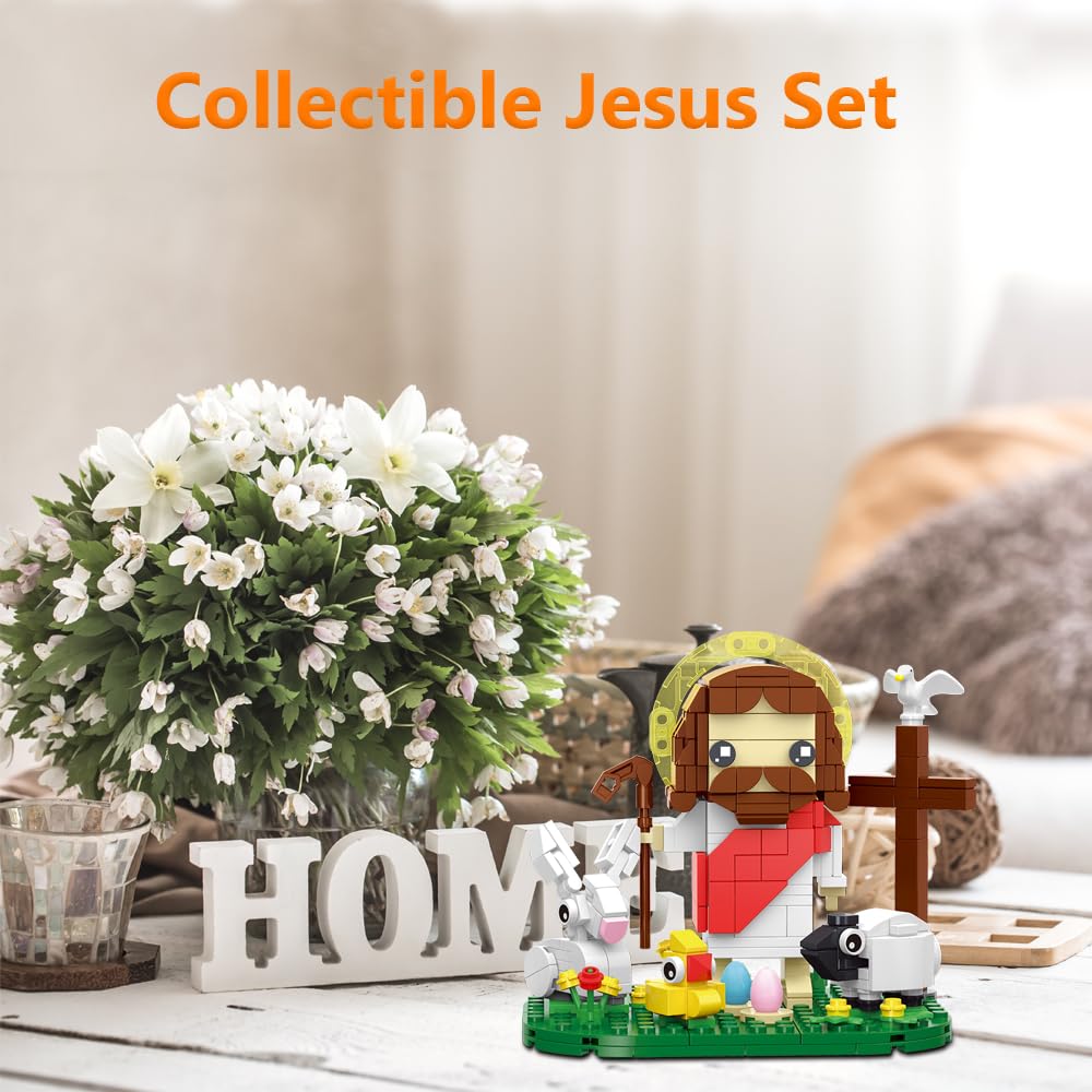 Jarsant Jesus Building Block Set floral clusters brighten the display and spark color-rich creativity.