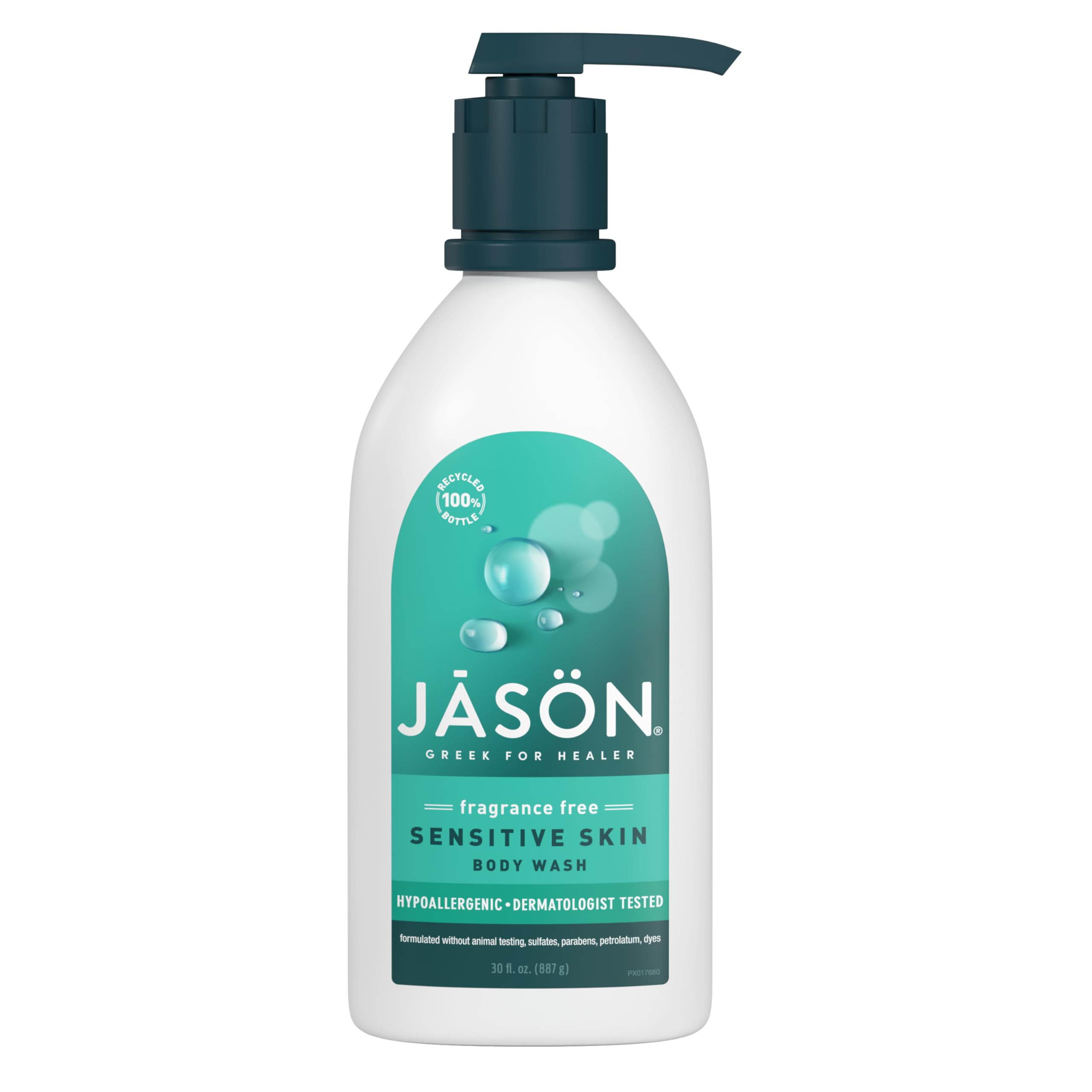 Jason Sensitive Skin Fragrance Free Body Wash – hero bottle with gentle cleansing