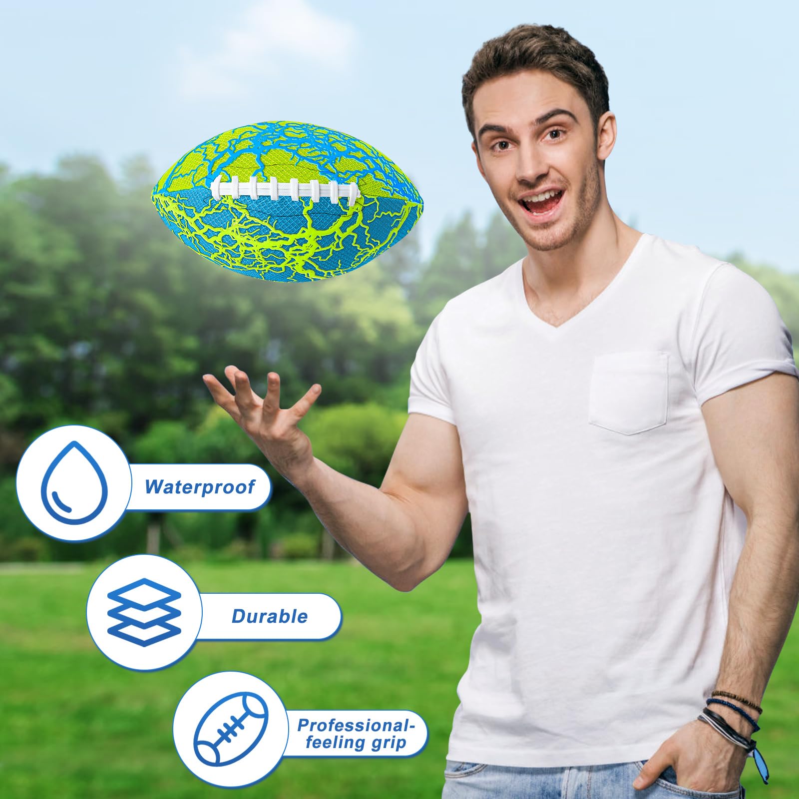 Jasonwell football with double-laced grip improves throwing and catching in water or dry.