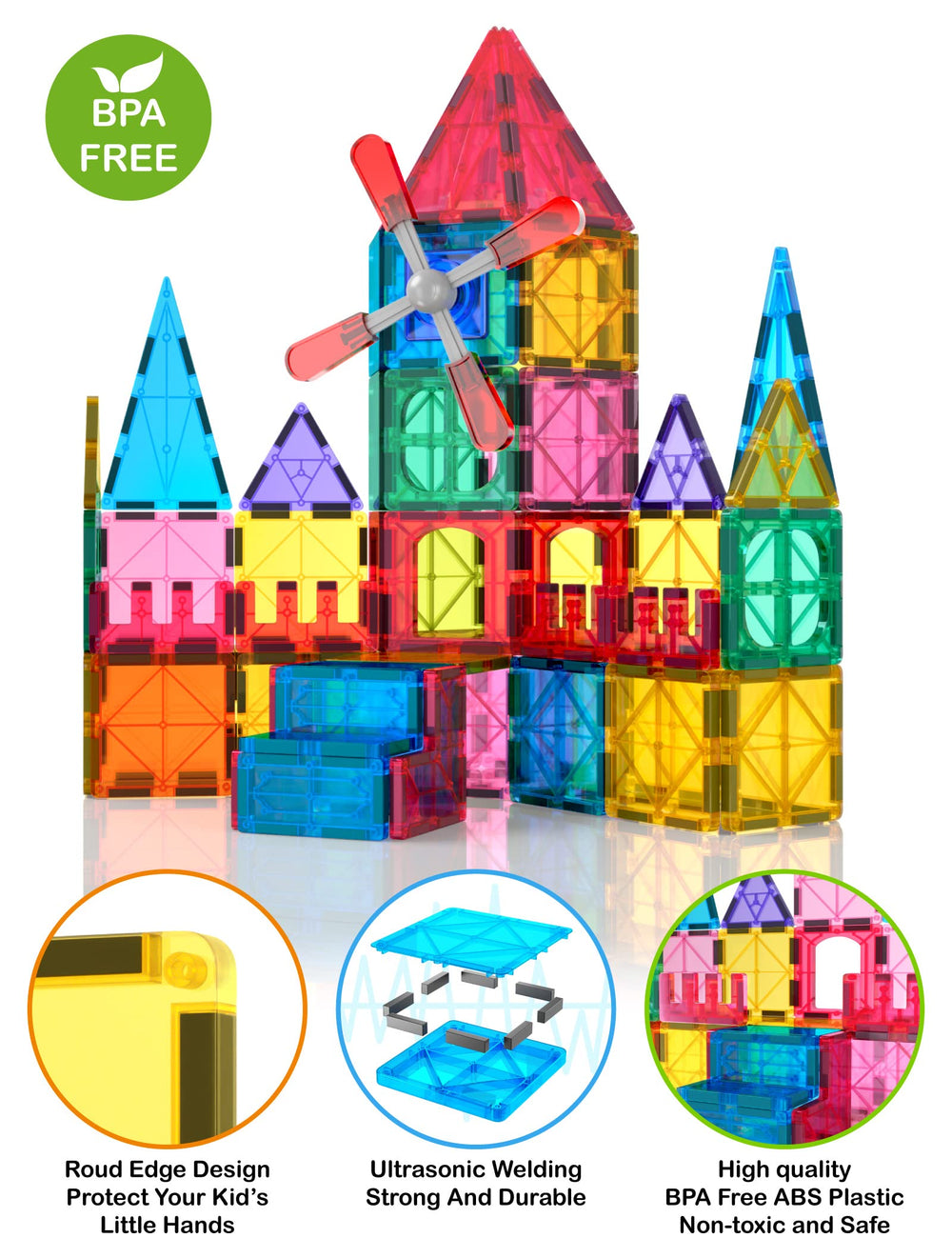 Jasonwell magnetic tiles family play encourages collaboration and shared achievements.