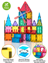 Jasonwell magnetic tiles family play encourages collaboration and shared achievements.