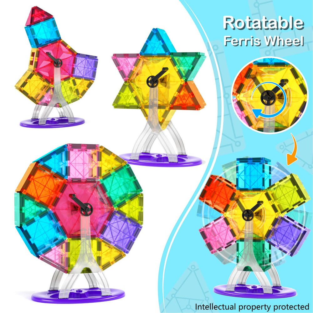 Jasonwell magnetic tiles pattern creation demonstrates versatile shapes for creativity.