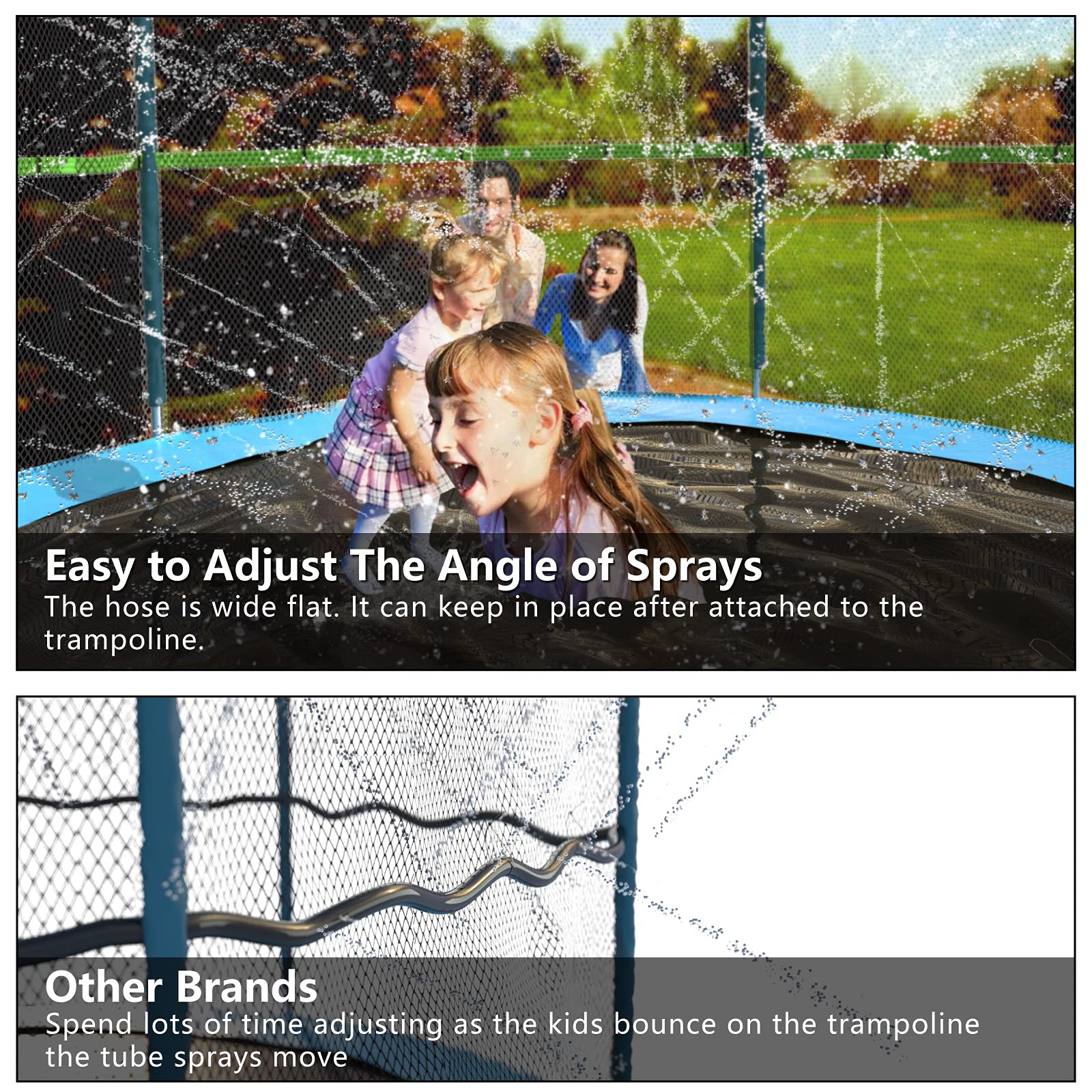Jasonwell easy-install sprinkler attached with zip ties for quick setup.