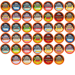 Java Factory Flavored Pods assorted sampler front box for easy flavor exploration.