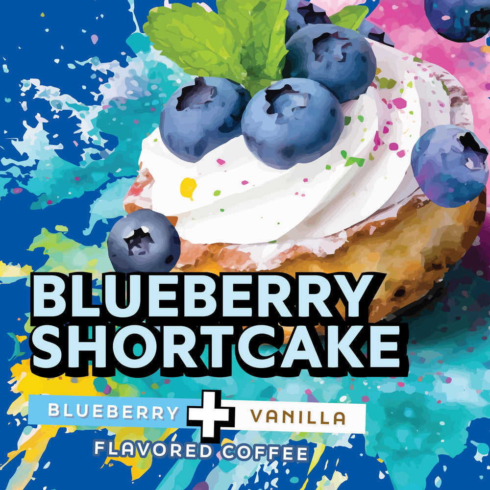 Java Factory Blueberry Shortcake cup steaming with fruity aroma and vanilla hint