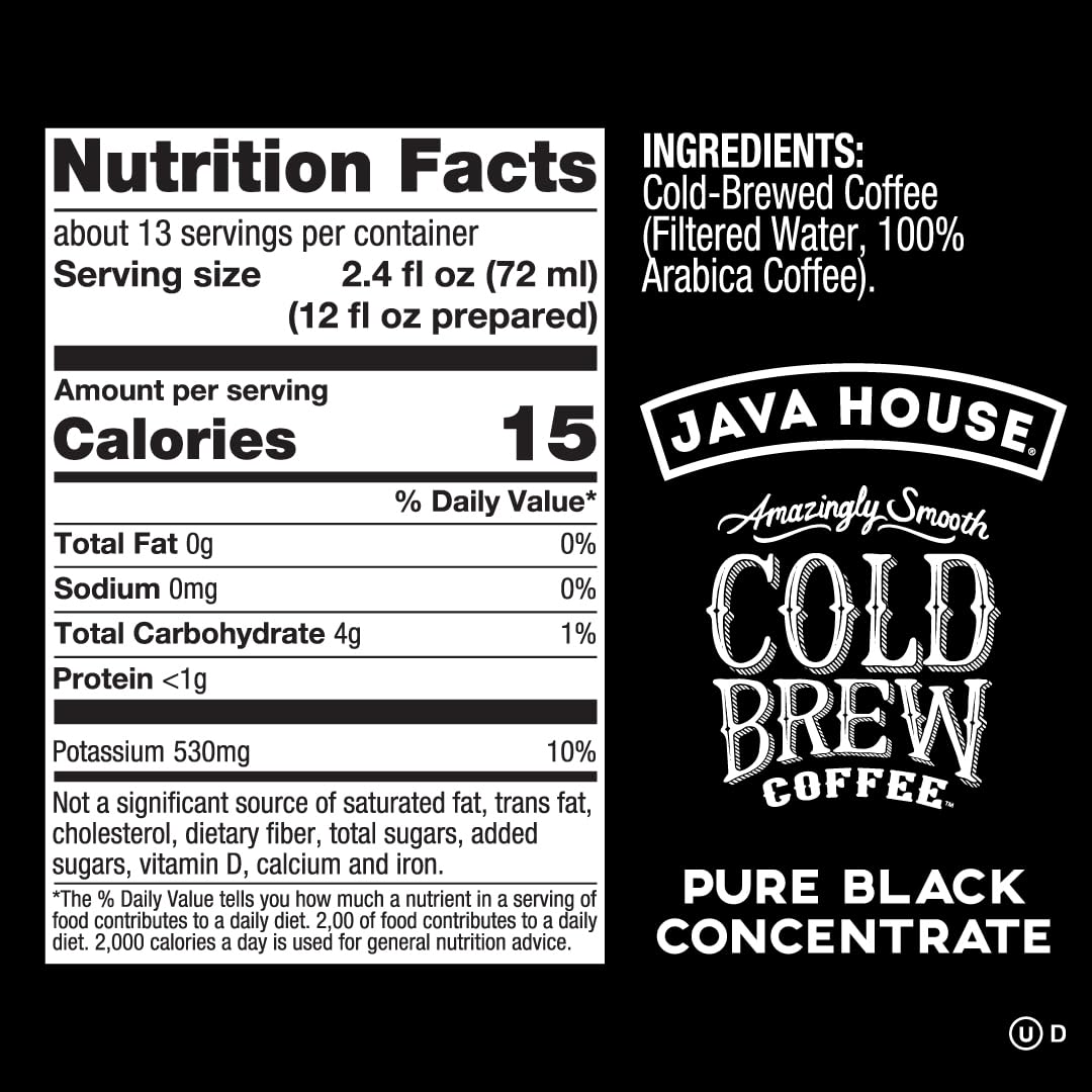 JAVA HOUSE 4:1 concentrate close-up shows rich aroma ready to mix.