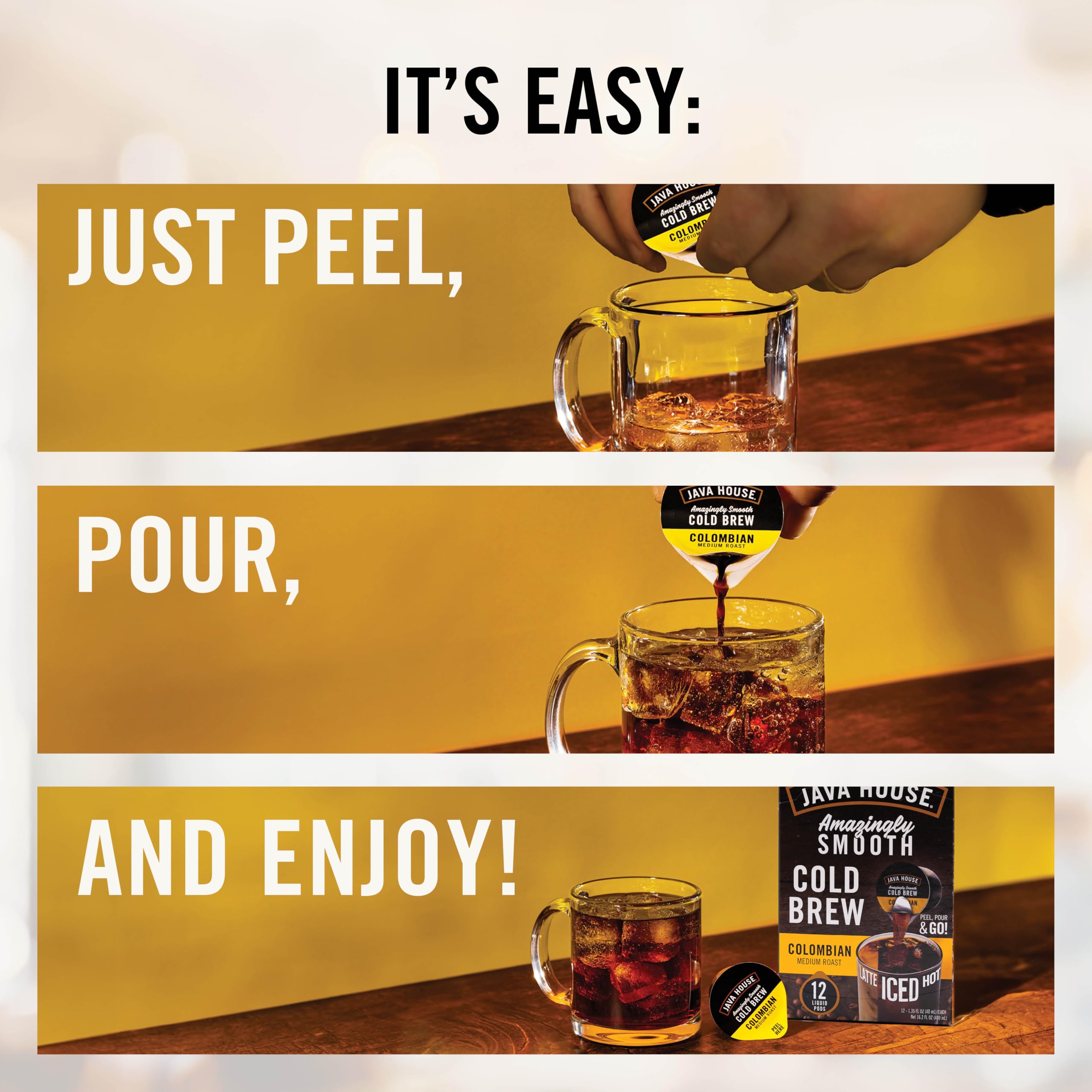 Java House decaf pods offer low caffeine per serving.